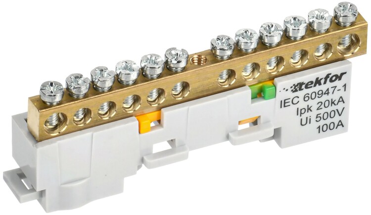 TEKFOR Шина PE "земля" неизол. на унив. держ. 6х9-12-Ж IEK (TF-NN10-12-DL-K05) превью в интернет-магазине электрики Форум Электро в Москве