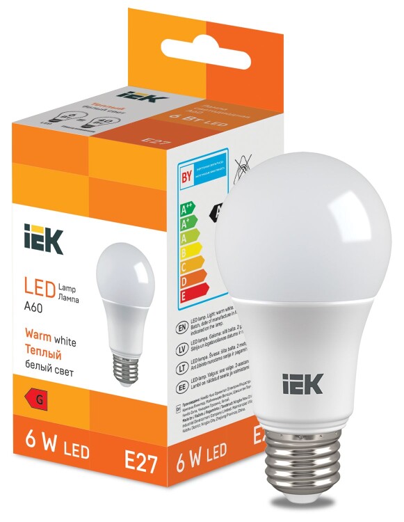 LED Bulb A60 510lm 3000K E27 IEK (LL-I-A60-6-230-30-E27) превью в интернет-магазине электрики Форум Электро в Москве