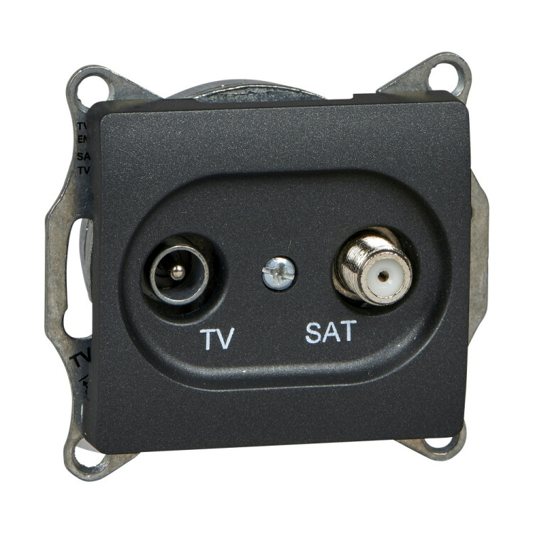Картинка Systeme Electric Glossa Антрацит Розетка TV-SAT оконечная 1DB (GSL000797) в интернет-магазине Форум Электро в Москве