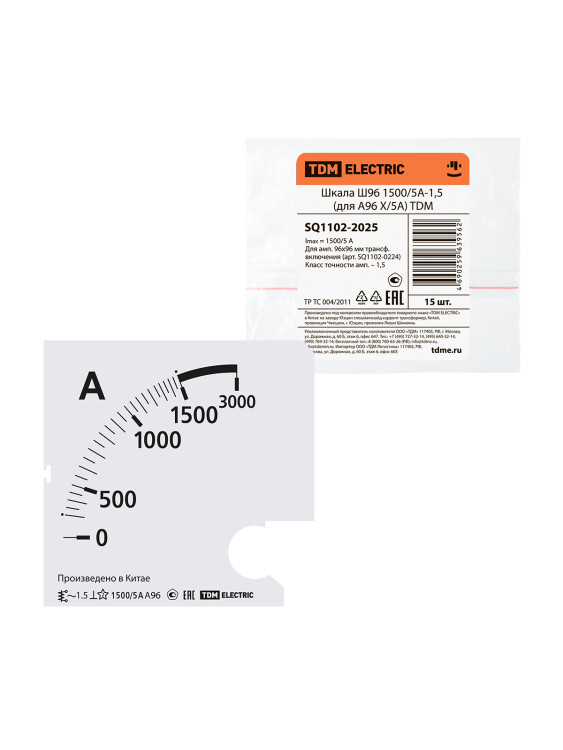 TDM Шкала Ш96 1500/5А-1,5 (для А96 Х/5А) (SQ1102-2025) превью в интернет-магазине электрики Форум Электро в Москве