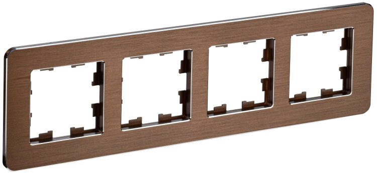 Картинка IEK BRITE DECOR Коричневый металл. скругл.угол Рамка 4-мест. РУ-4-1-Бр RE AL (BR-M42-M-21-K30) в интернет-магазине Форум Электро в Москве