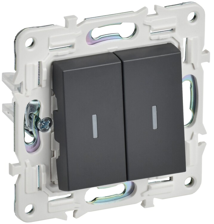 Картинка IEK SKANDY Титан Выключатель 2-клавишный с индикацией 10А SK-V09T (SK-V20-1-10-K48) в интернет-магазине Форум Электро в Москве