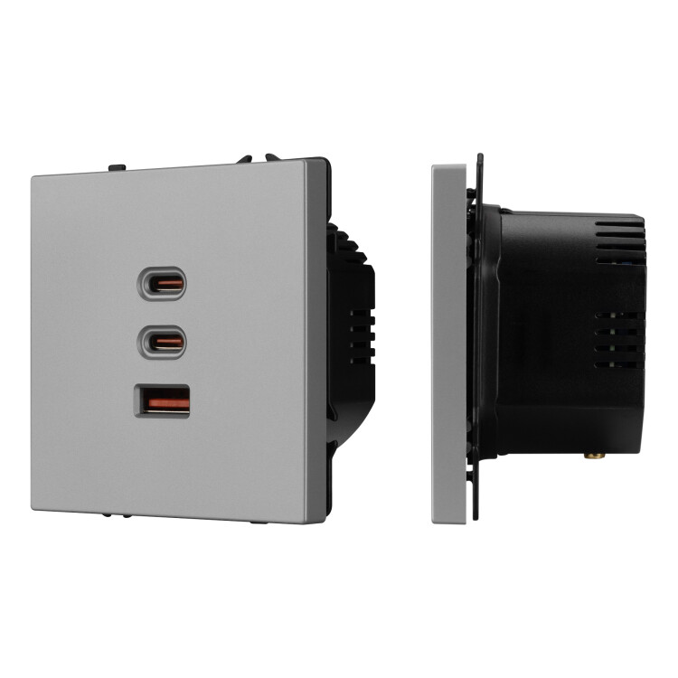 Картинка Arlight NOBE USB Розетка тип А+С+С софт-тач никель SCT-MUACC-SFPL-FC-IS (65W, QC3) (-) (061838(1)) в интернет-магазине Форум Электро в Москве