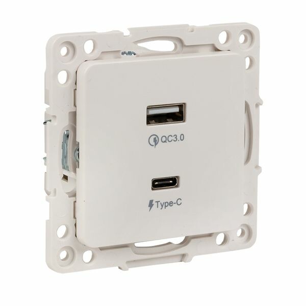 Картинка EKF PROxima Стокгольм Белый Розетка с 2 USB type A+C (EYR-2USB-type-C) в интернет-магазине Форум Электро в Москве