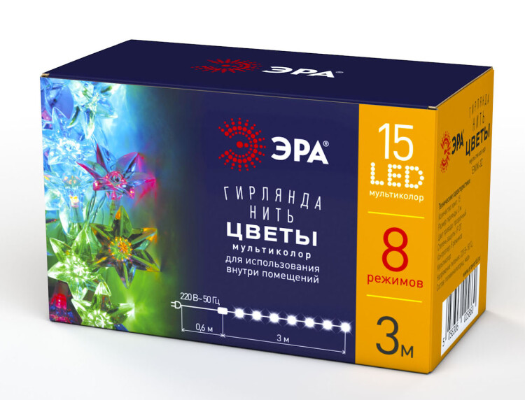 ЭРА ENIN-3Z Гирлянда LED Нить Цветы 3 м мультиколор, 220V, IP20 (Б0041896) превью в интернет-магазине электрики Форум Электро в Москве