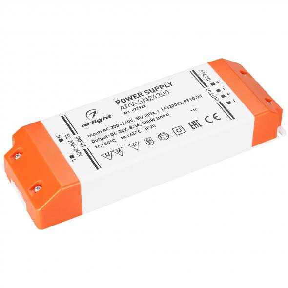 Arlight Блок питания ARV-SN24200 (24V, 8.3A, 200W, PFC) (022922) превью в интернет-магазине электрики Форум Электро в Москве Arlight Блок питания ARV-SN24200 (24V, 8.3A, 200W, PFC) (022922) превью в интернет-магазине электрики Форум Электро в Москве