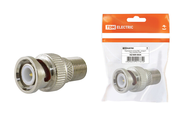 TDM Переходник штекер BNC - гнездо F, инд. упаковка (SQ1809-0034) превью в интернет-магазине электрики Форум Электро в Москве