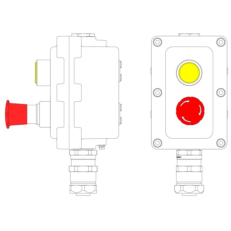 DKC Взрывонепроницаемый пост управления из алюминия LCSD-02-B-MC-L1Y(220)x1-P6R(11)x1-PCMB-KAEPM3MHK-26 / 1Ex d IIB T5 Gb / Ex tb IIIC T95°С Db IP66 (LCSD21000100) превью в интернет-магазине электрики Форум Электро в Москве