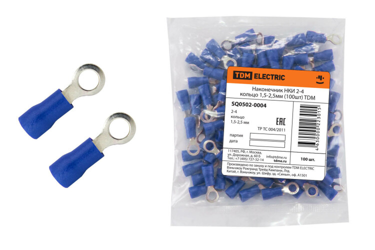 TDM Наконечник НКИ 2-4 кольцо 1,5-2,5мм (100шт) (=this.property.MANUFACTURERCODE}) фото в интернет-магазине Форум Электро в Москве