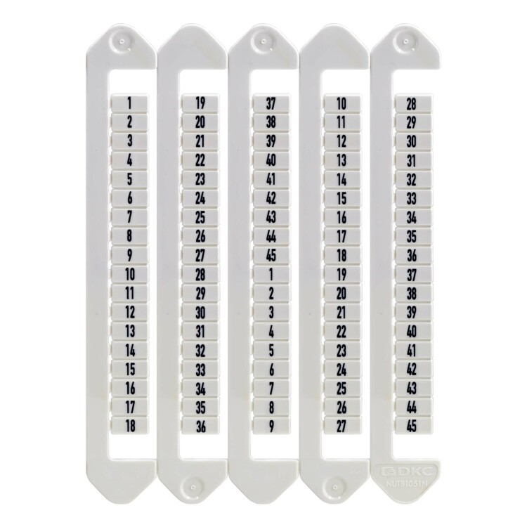 DKC Маркировка для клемм, ширина 5 мм, от 1 до 45, вертикалная ориентация (NUTB-5-1-45V) превью в интернет-магазине электрики Форум Электро в Москве DKC Маркировка для клемм, ширина 5 мм, от 1 до 45, вертикалная ориентация (NUTB-5-1-45V) превью в интернет-магазине электрики Форум Электро в Москве