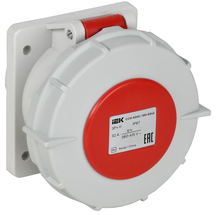 Розетка встр. пр. ССИ-6242 32А-6ч 380В 3P+PE IP67 IEK (PSR62-032-4-0-67) превью в интернет-магазине электрики Форум Электро в Москве