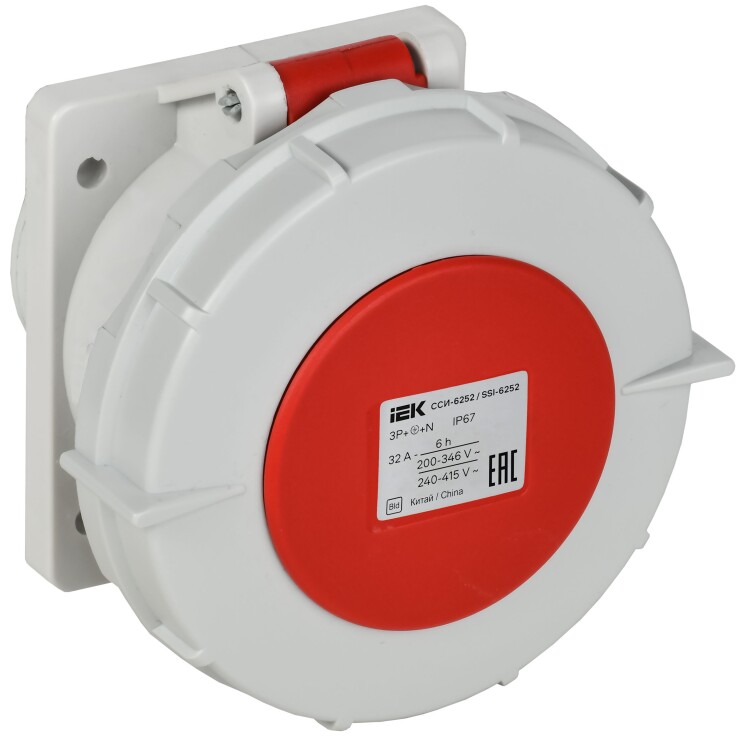 Розетка встр. пр. ССИ-6252 32А-6ч 380В 3P+PE+N IP67 IEK (PSR62-032-5-0-67) превью в интернет-магазине электрики Форум Электро в Москве