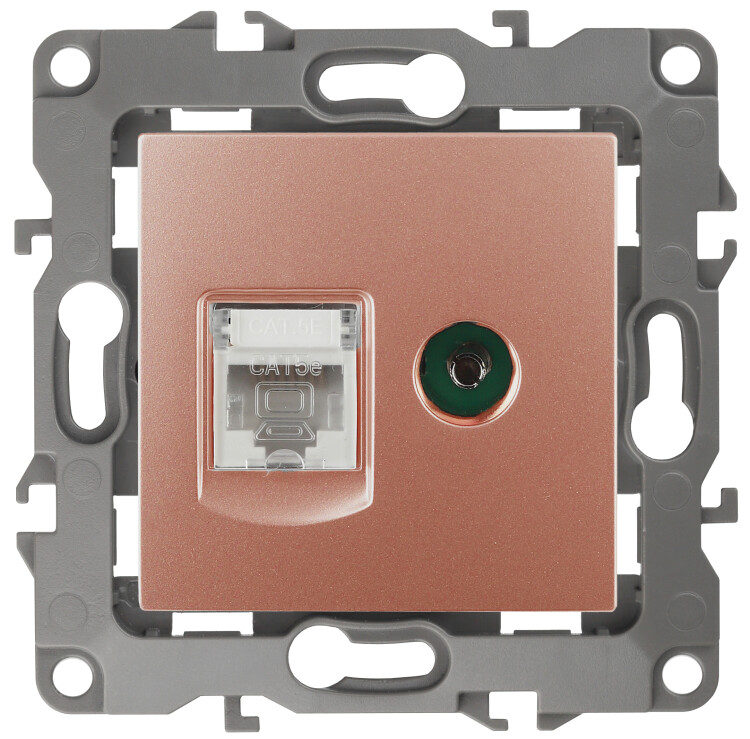 ЭРА Розетка Серия 12 12-3110-14 комбинированная RJ45+TV IP20 медь (Б0027449) превью в интернет-магазине электрики Форум Электро в Москве