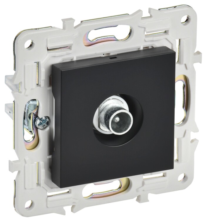 Картинка IEK SKANDY Черный Розетка TV проходная SK-A17Bl (SK-A10-P-K02) в интернет-магазине Форум Электро в Москве