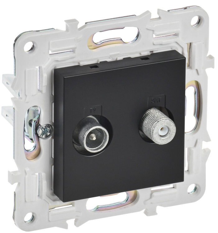 Картинка IEK SKANDY Черный Розетка двойная TV+SAT SK-A13Bl (SK-AF20-O-K02) в интернет-магазине Форум Электро в Москве