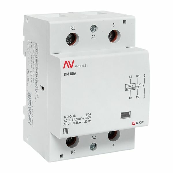 EKF Averes Контактор модульный КМ 80А 1NC+1NO 230VAC (3 мод.) (km-av-3-80-11-230V) превью в интернет-магазине электрики Форум Электро в Москве EKF Averes Контактор модульный КМ 80А 1NC+1NO 230VAC (3 мод.) (km-av-3-80-11-230V) превью в интернет-магазине электрики Форум Электро в Москве