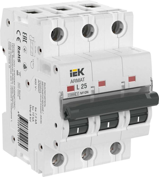 IEK ARMAT Автоматический выключатель M10N 3P L 25А (AR-M10N-3-L025) превью в интернет-магазине электрики Форум Электро в Москве