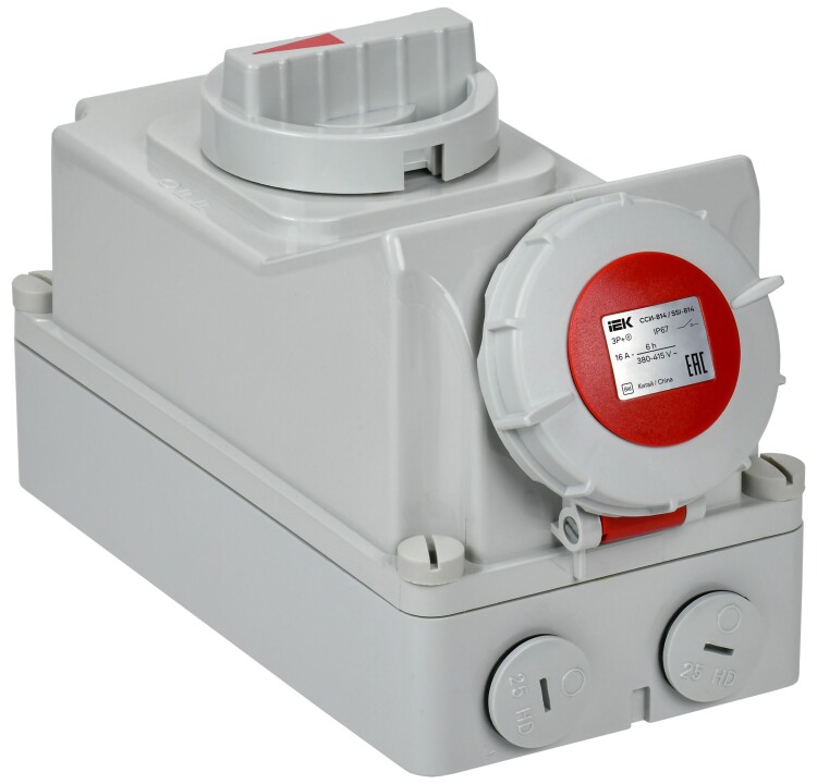 Розетка с мех. блок. ССИ-814 16А-6ч 380В 3P+PE IP67 IEK (PSR12-016-4-5-67) превью в интернет-магазине электрики Форум Электро в Москве