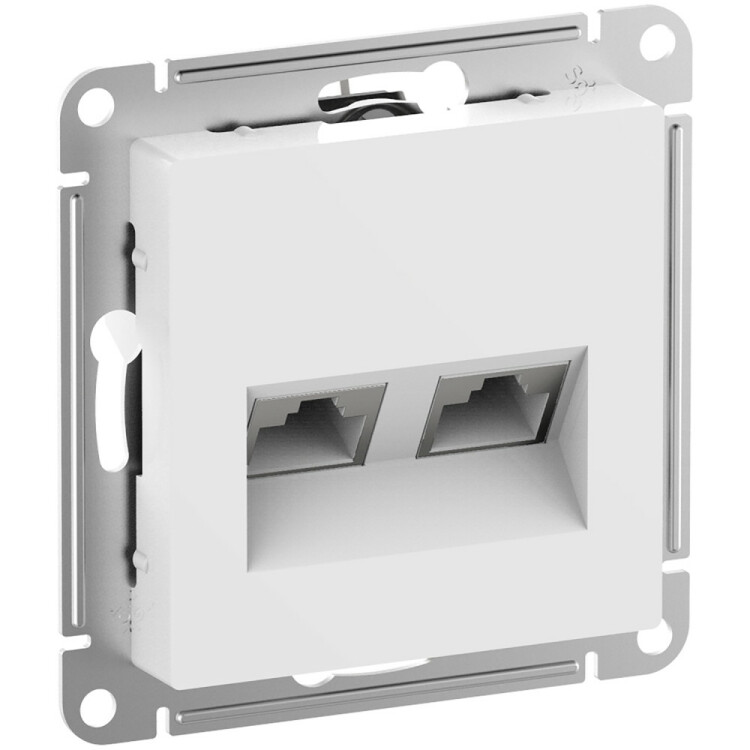 Картинка Systeme Electric AtlasDesign Белый Розетка двойная комп RJ45+RJ45, кат.6А, механизм (ATN000188) в интернет-магазине Форум Электро в Москве