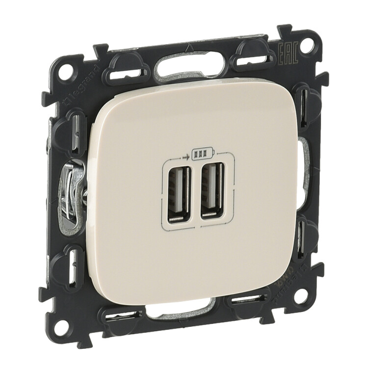 Картинка Legrand Valena ALLURE Сл.кость Розетка 2-ая USB 240В/5В 1500мА (с лицевой панелью) (754996) в интернет-магазине Форум Электро в Москве