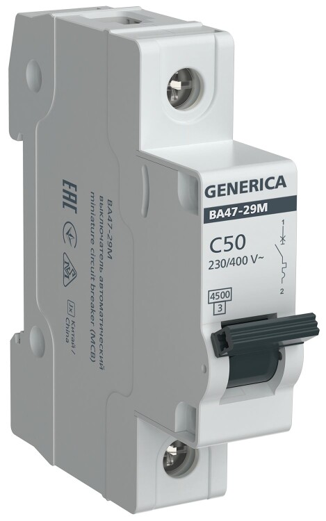 IEK GENERICA Авт. выкл. ВА 47-29М 1P 50А 4,5кА C (MVA21-1-050-C-G) превью в интернет-магазине электрики Форум Электро в Москве
