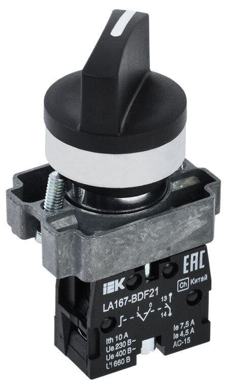 IEK Переключатель LA167-BDF21 2 полож. 1NO черный (BSW20-BDF21-1-24-67-2-K02) превью в интернет-магазине электрики Форум Электро в Москве