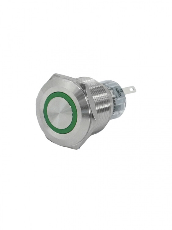 Картинка GQ22-L-11E/G/220V/S, зелёный, металл, 1C1NO1NC, цилиндр с подсветкой 220В AC/DC, d22мм, IP65 (ЭТ) (ET020093) в интернет-магазине Форум Электро в Москве