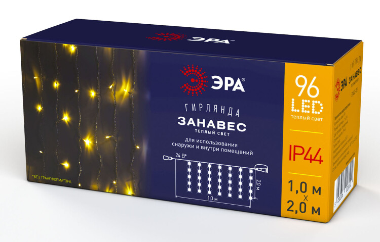 ЭРА ENOZ-2B Гирлянда LED Дождь/Занавес 1 м*2 м теплый свет, 24V, IP44 (Б0041908) превью в интернет-магазине электрики Форум Электро в Москве