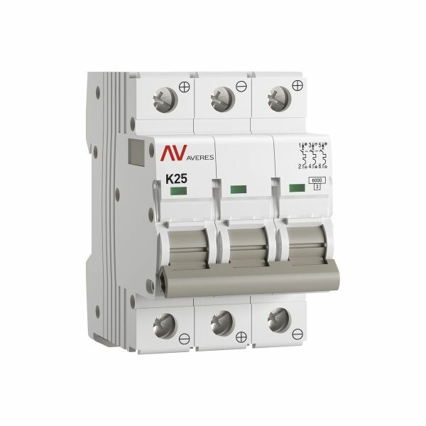 EKF Averes Выключатель автоматический AV-6 DC 3P 25A (K) 6kA (mcb6-DC-3-25K-av) превью в интернет-магазине электрики Форум Электро в Москве