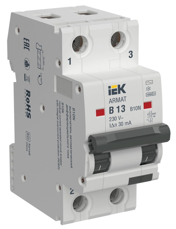 IEK ARMAT АВДТ B10N 2P B13 30мА тип AC (AR-B10N-2-B013C030) превью в интернет-магазине электрики Форум Электро в Москве