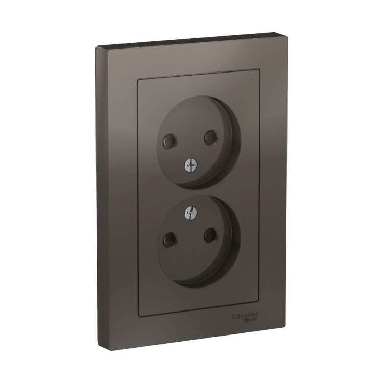 Картинка Systeme Electric AtlasDesign Мокко Розетка б/з двойная, со шторками,16А, в сборе (ATN000622) в интернет-магазине Форум Электро в Москве