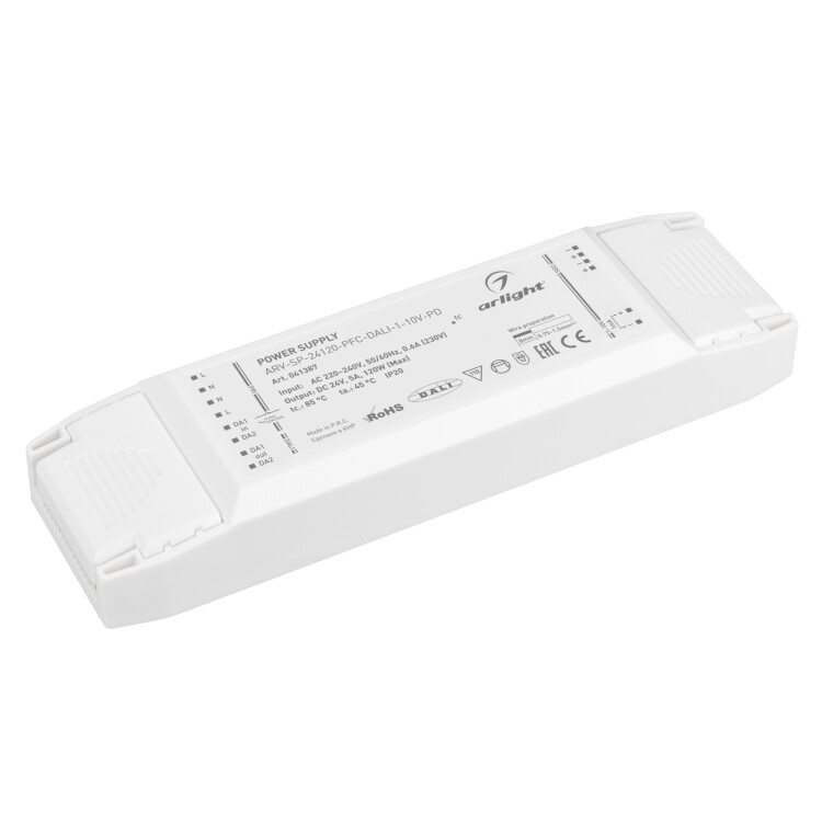 Arlight Блок питания ARV-SP-24120-PFC-DALI-1-10V-PD (24V, 5A, 120W) (IP20 Пластик, 5 лет) (041387) превью в интернет-магазине электрики Форум Электро в Москве