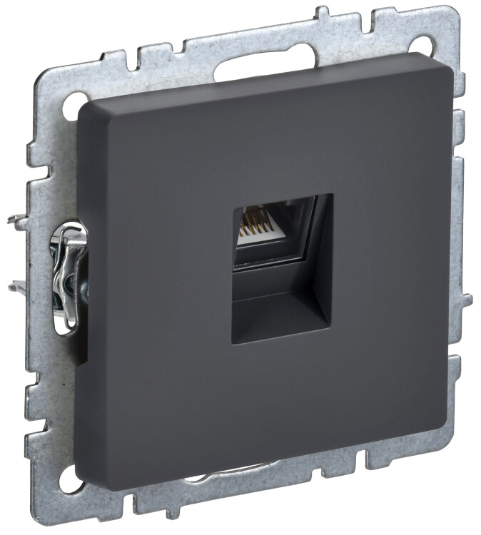 Фотография IEK BRITE BASE Графит Розетка комп RJ45 кат.5E РК10-БрГ (BR-K10-1-K53) в интернет-магазине Форум Электро в Москве Картинка IEK BRITE BASE Графит Розетка комп RJ45 кат.5E РК10-БрГ (BR-K10-1-K53) в интернет-магазине Форум Электро в Москве