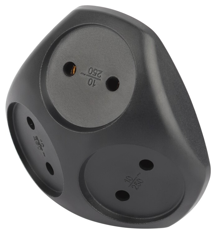 Картинка ЭРА Разветвитель электрический ЭРА SPx-3-B на 3 розетки без заземления 10А черный (Б0059721) в интернет-магазине Форум Электро в Москве