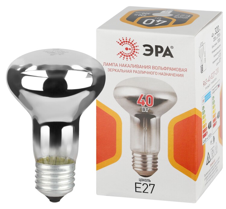 ЭРА Лампа накаливания R63-40-E27-230 40Вт 230В рефлектор цветная коробка E27 (Б0066550) превью в интернет-магазине электрики Форум Электро в Москве