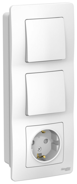 Картинка Systeme Electric Blanca внутр Бел Блок: Розетка з/к шт 16А, 250В+выкл1кл.+выкл 1кл. (BLNBS101101) в интернет-магазине Форум Электро в Москве