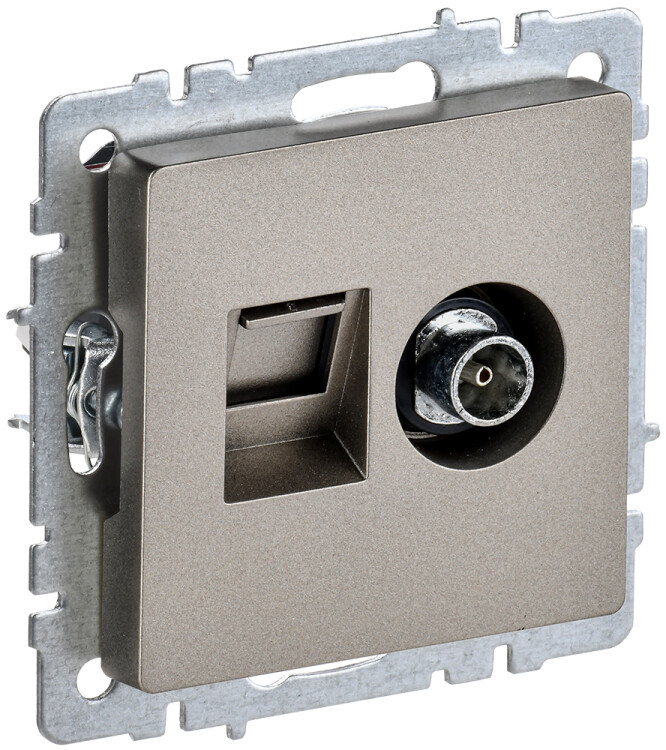 BRITE Роз. двойная TV+RJ45 кат.5E РТВ/РК12-БрШ шамп. IEK (BR-AK20-1-K37) превью в интернет-магазине электрики Форум Электро в Москве