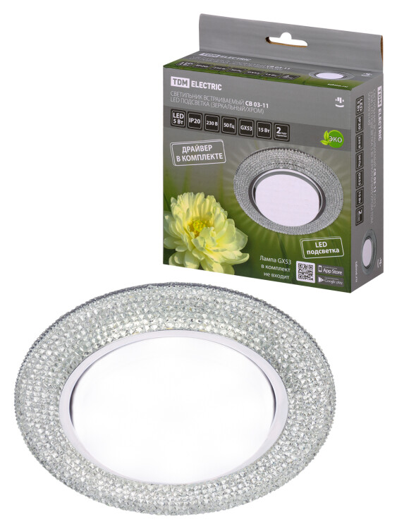 TDM Светильник встраиваемый СВ 03-11 GX53 230В LED подсветка 5 Вт зеркальный/хром (SQ0359-0149) превью в интернет-магазине электрики Форум Электро в Москве