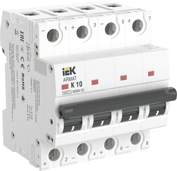 IEK ARMAT Авт. выкл. M06N-DC 4P K 10А (AR-M06N-4-K010DC) превью в интернет-магазине электрики Форум Электро в Москве