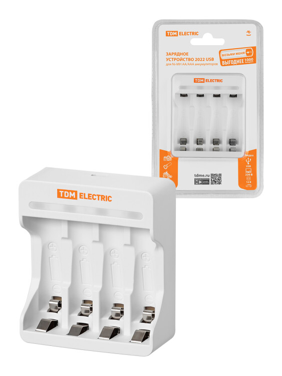 Зарядное устройство 2044 (200 mA 4 слота АА/ААА 4 кан. USB) TDM (SQ1702-0107) превью в интернет-магазине электрики Форум Электро в Москве