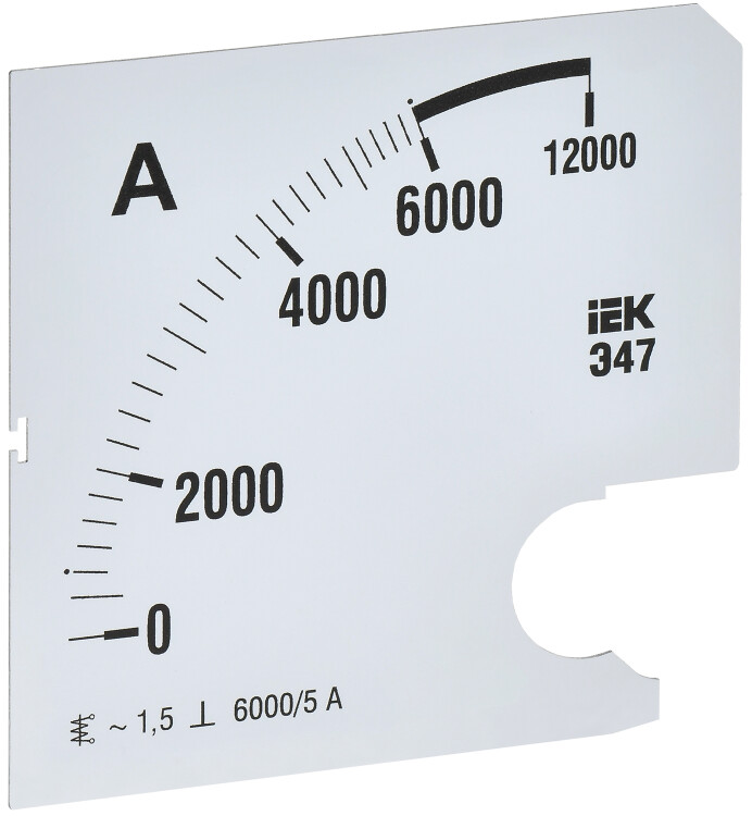 Шкала смен. для амперметра Э47 6000/5А-1,5 96х96мм IEK (IPA20D-SC-6000) превью в интернет-магазине электрики Форум Электро в Москве