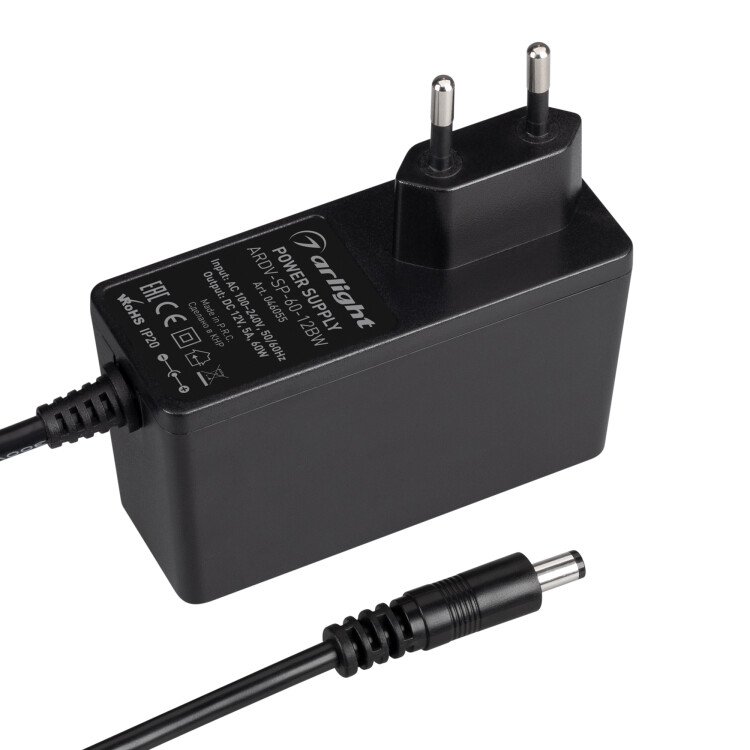 Arlight Блок питания ARDV-SP-60-12BW (12V, 5A, 60W) (Адаптер, 5 лет) (046055) превью в интернет-магазине электрики Форум Электро в Москве