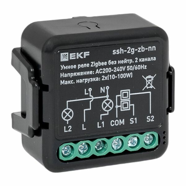 EKF Умное реле в подрозетник 2-канальное без нейтрали Zigbee Connect Select (ssh-2g-zb-nn) превью в интернет-магазине электрики Форум Электро в Москве