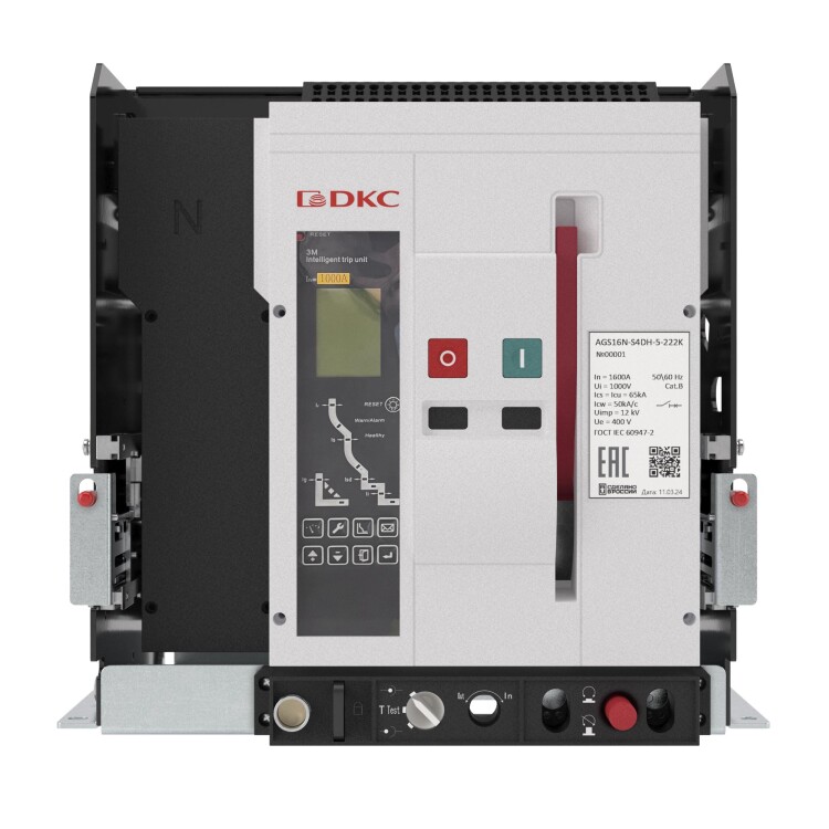 Воздушный автоматический выключатель YON AGS12N 4Р 1250 А 65 кА, типоразмер S, расцепитель 3H, выкатной, управление 220 В AC, горизонтальное подключен (AGS12N-S4DH-6-222K) превью в интернет-магазине электрики Форум Электро в Москве