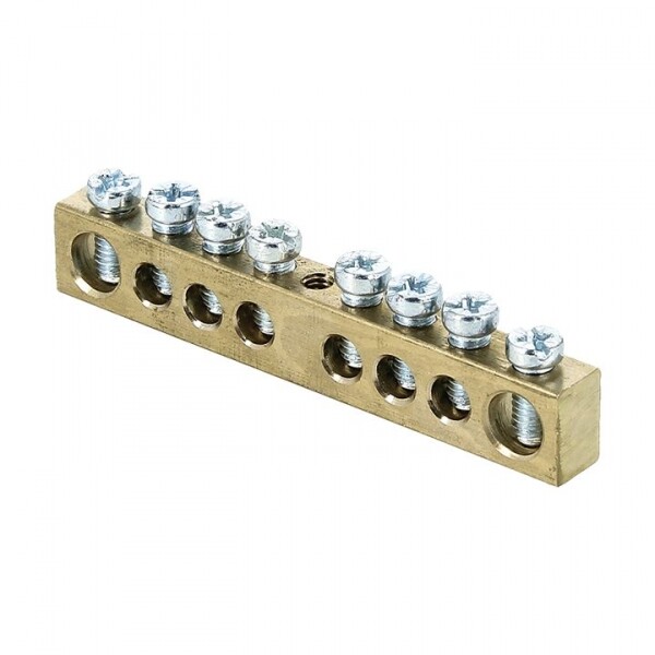 EKF PROxima Шина PEN "ноль-земля" (6x9мм) 8 отверстий латунь крепеж по центру