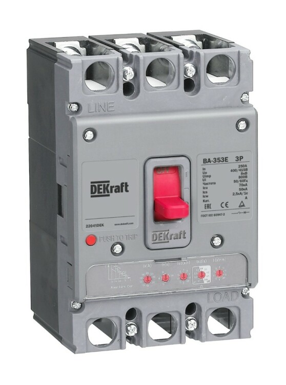 Dekraft Силовой авт. выкл. с электрон. расц. 3P 32А 70кА ВА-353E (22655DEK) превью в интернет-магазине электрики Форум Электро в Москве