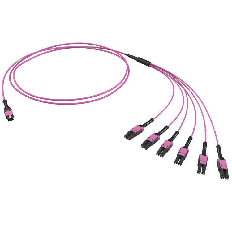 DKC Оптическая разветвительная сборка 12ОВ 50/125 OM4, 1xMTP PRO(12)/6хLC Duplex Uniboot, 4м (предустановленная конфигурация: MTP Male , тип полярност (RNFML12404) превью в интернет-магазине электрики Форум Электро в Москве