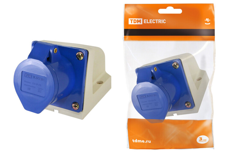 TDM Розетка 133 стационарная 2Р+РЕ 63А 220В IP54 (SQ0602-0010) превью в интернет-магазине электрики Форум Электро в Москве