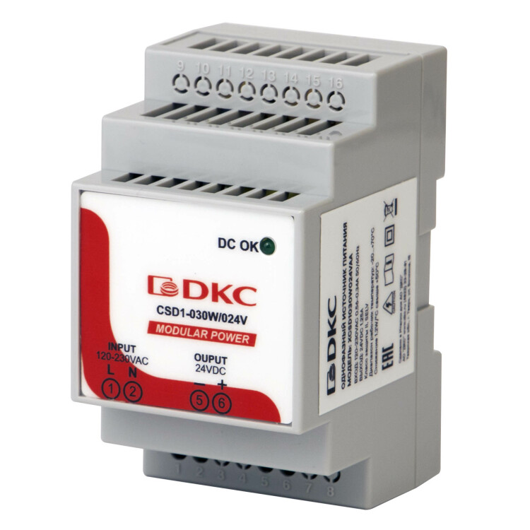 DKC Источник питания "MODULAR POWER", однофазный, 30Вт, 1.25А, 24В