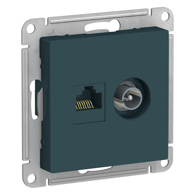 ATLASDESIGN РОЗЕТКА двойная ТВ + компьютерная RJ45, кат. 5Е, ИЗУМРУД (ATN000889) превью в интернет-магазине электрики Форум Электро в Москве